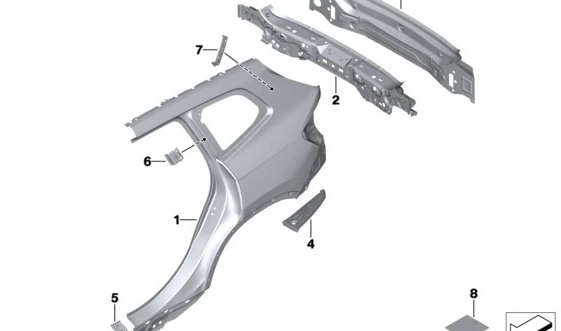 Placa de refuerzo faldón izquierdo para BMW X1 U11, U12, X2 U10 (OEM 41305A58AE1). Original BMW