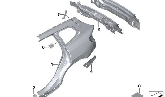 Placa de refuerzo faldón izquierdo para BMW X1 U11, U12, X2 U10 (OEM 41305A58AE1). Original BMW