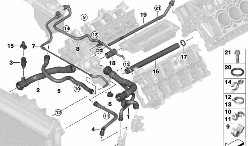 Intake pipe for BMW E60, E60N, E61, E61N, E63, E63N, E64, E64N (OEM 17127540665). Original BMW