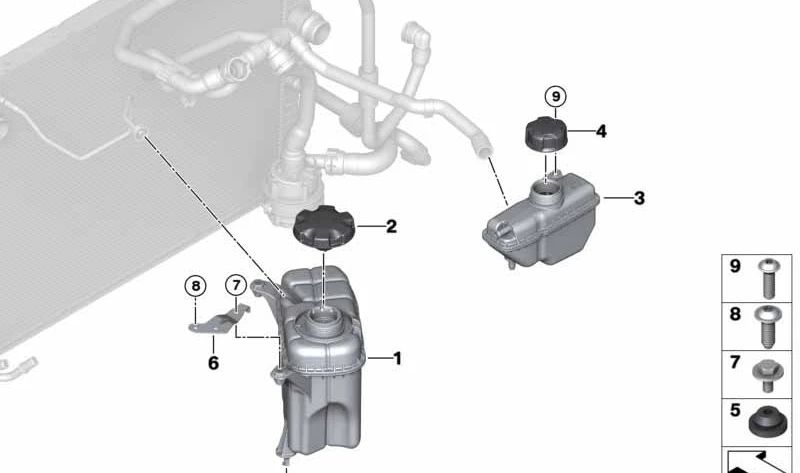 Depósito de Expansión para BMW Serie 2 F87N (OEM 17138089488). Original BMW