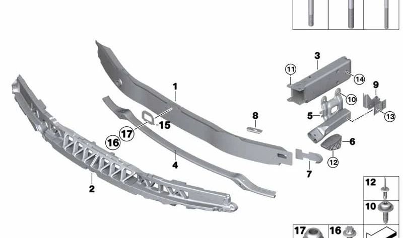 Soporte inferior para paragolpes delantero OEM 51117294912 para BMW F34 (Serie 3 GT). Original BMW.