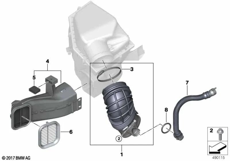 Tubo para BMW Serie 5 G30, G31 Serie 7 G11, G11N, G12, G12N X5 G05, X6 G06, X7 G07 (OEM 13718583679). Original BMW.