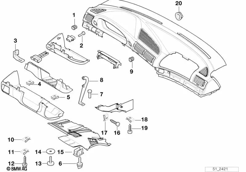 Soporte de Carenado para BMW E38 (OEM 51168169717). Original BMW