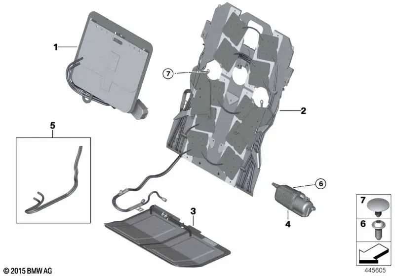 Alfombrilla de masaje trasera izquierda para BMW G11N, G12N (OEM 52105A1A507). Original BMW.