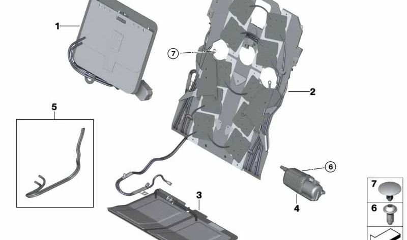 Alfombrilla masaje asiento delantero derecho OEM 52105A1A504 para BMW Serie 7 (G11, G12). Original BMW.