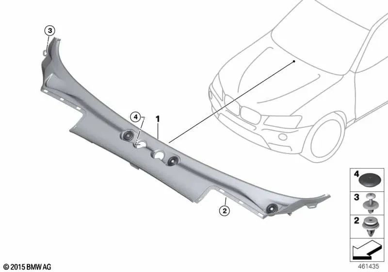 Bonnet Cover for BMW X3 F25, X4 F26 (OEM 51717206135). Original BMW.