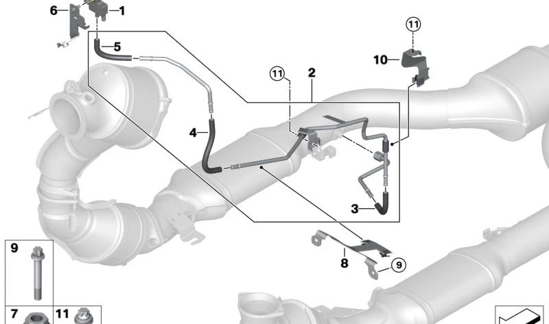 Tubo de moldeo para BMW X5 F95, X6 F96 (OEM 18307884154). Original BMW