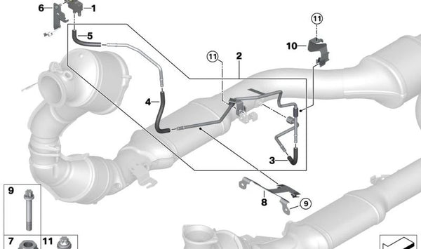 Tubo de presión para filtro de partículas gasolina OEM 18309502554 para BMW F90, F91, F92, F93. Original BMW