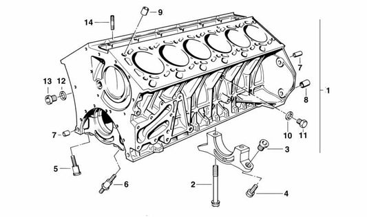 Cárter de cilindros con pistones para BMW Serie 7 E38 (OEM 11119070817). Original BMW.