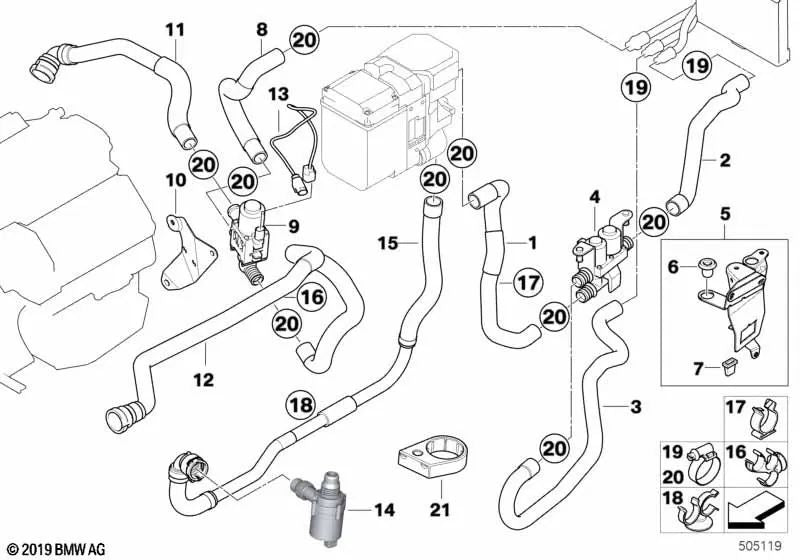 Manguera de válvula de cambio para BMW X5 E53 (OEM 64216918922). Original BMW.