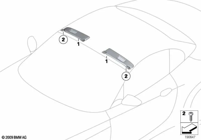 Linke Sonnenblende für BMW Z4 E89 (OEM 51169128391). Original BMW.