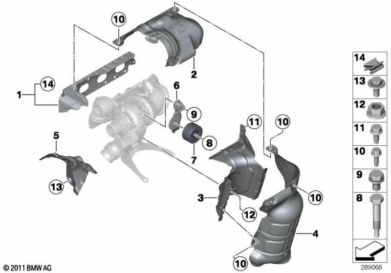 Junta con Escudo Térmico Libre de Asbesto para BMW Serie 1 F20, F21, Serie 3 F30, F31, F35 (OEM 11627606647). Original BMW