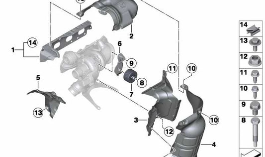 Placa de protección térmica (OEM 11657606650) para BMW F20, F21, F30, F31. Producto original BMW.