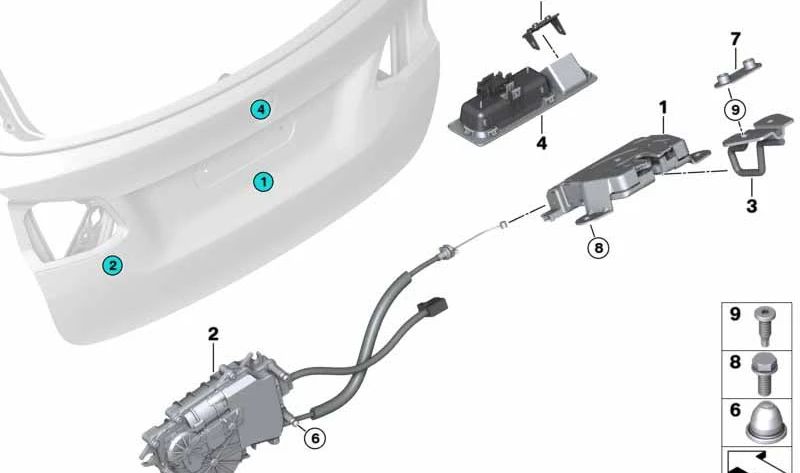 Cerradura del Portón Trasero para BMW F45, F46 (OEM 51247348530). Original BMW.