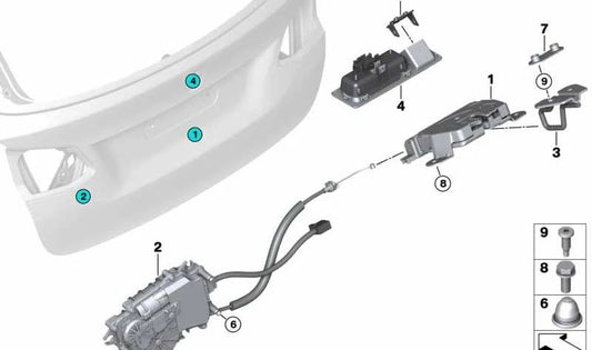 Cerradura del Portón Trasero para BMW F45, F46 (OEM 51247348530). Original BMW.