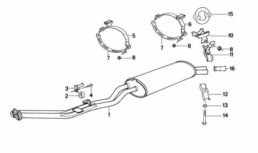 Soporte de escape OEM 18211723662 para BMW E30. Original BMW.