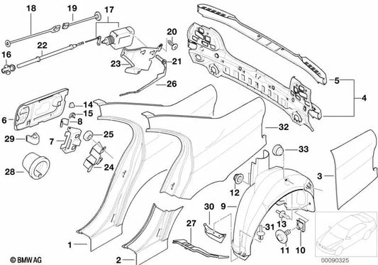 Cubierta trasera completa para BMW Serie 5 E39 (OEM 41348205601). Original BMW