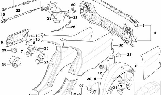 Sección trasera lateral derecha para BMW Serie 5 E39 (OEM 41008205630). Original BMW.