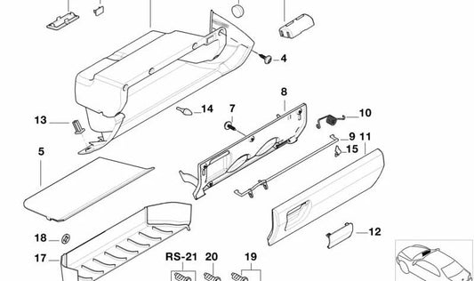 Glove Box Cover for BMW E36 (OEM 51168222487). Genuine BMW