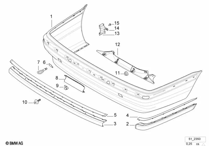 Guide for BMW E38 (OEM 51128125424). Genuine BMW