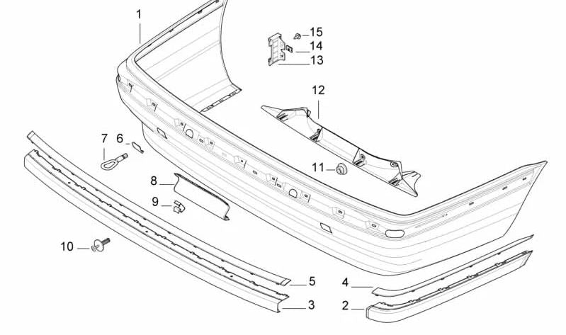 Moldura derecha imprimada OEM 51128211582 para BMW E38. Original BMW.