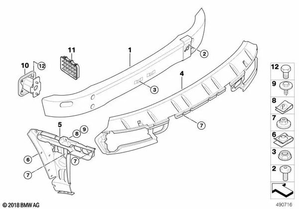 Soporte del parachoques trasero derecho para BMW E63, E64 (OEM 51127898294). Original BMW.