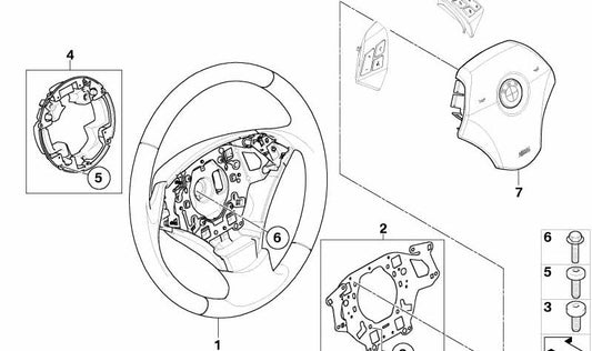 Steering wheel damper with screws for BMW 5 Series E60, E61 6 Series E63N, E64N (OEM 32346770069). Original BMW.