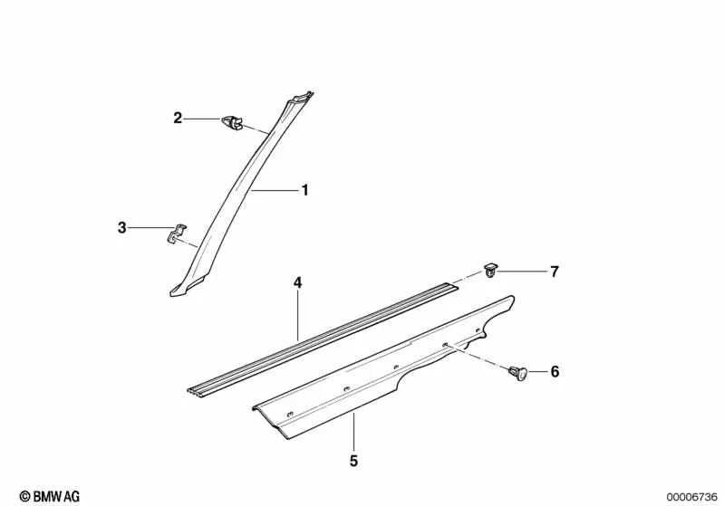 Revestimiento del umbral de la puerta derecho para BMW Serie 3 E30 (OEM 51471961806). Original BMW.