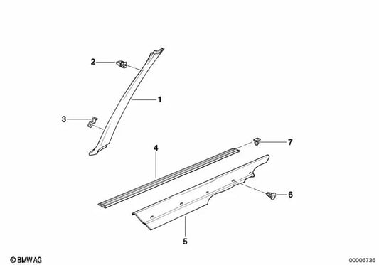 Revestimiento del umbral de la puerta derecho para BMW Serie 3 E30 (OEM 51471961806). Original BMW.