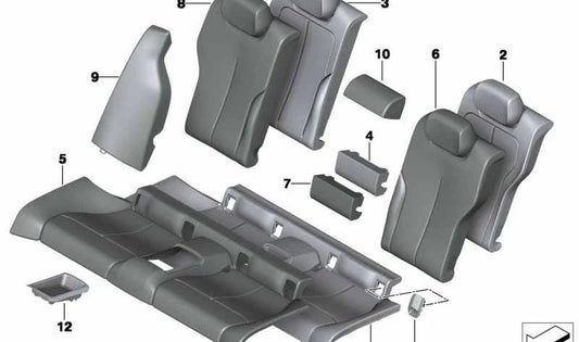 Funda respaldo Alcantara-Cuero derecha para BMW Serie 4 F32, F32N (OEM 52208057020). Original BMW.