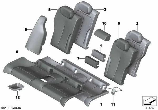 Funda de asiento de cuero para BMW Serie 4 F32, F32N (OEM 52207352433). Original BMW.