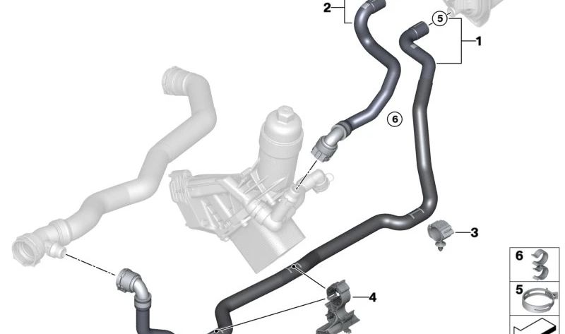 Manguera de refrigerante para BMW X3 G01, G08, X4 G02 (OEM 64219354459). Original BMW