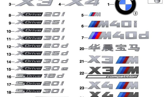 Emblema "X3" para BMW G01, G08. Original BMW.