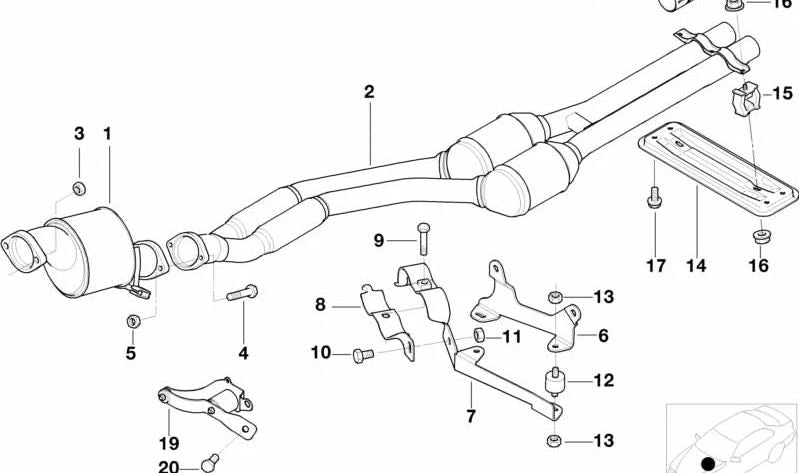 Exhaust system support for BMW E38 (OEM 18212248036). Genuine BMW