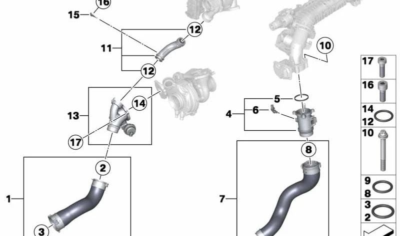 Tubo de carga de aire para BMW E84 (OEM 11618510864). Original BMW.