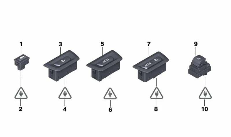 Interruptor original OEM 61319303662 para apertura del maletero BMW F25 (X3), F26 (X4). Original BMW.