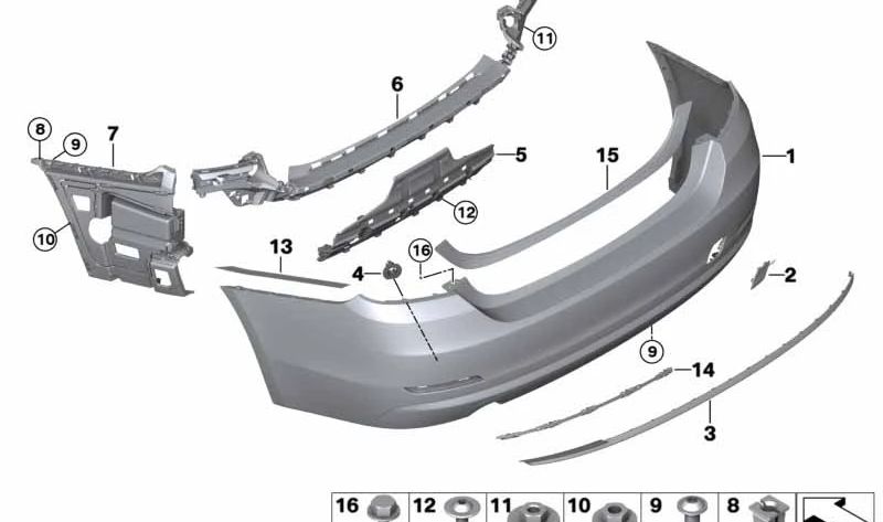 Primed Rear Bumper OEM 51127496122 for BMW 4 Series Gran Coupe (F36). Original BMW.