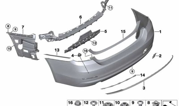 Carcasa Parachoques Imprimada Trasera para BMW F32, F33 (OEM 51127363306). Original BMW