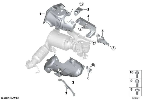 Protector térmico superior turbocompresor para BMW U11 (OEM 11659847133). Original BMW