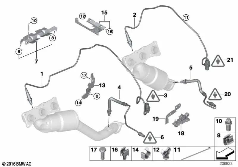 Lambdasondenkabelhalterung für BMW E70 (OEM 12527558215). Original BMW.