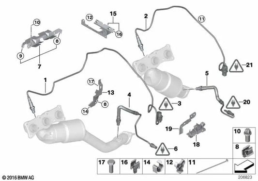 Soporte Cable de Sonda Lambda para BMW E70 (OEM 12527558215). Original BMW.