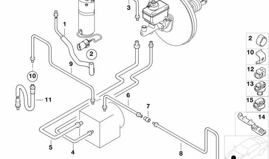 Pipe with molded hose for BMW 5 Series E39 (OEM 34501165290). Original BMW