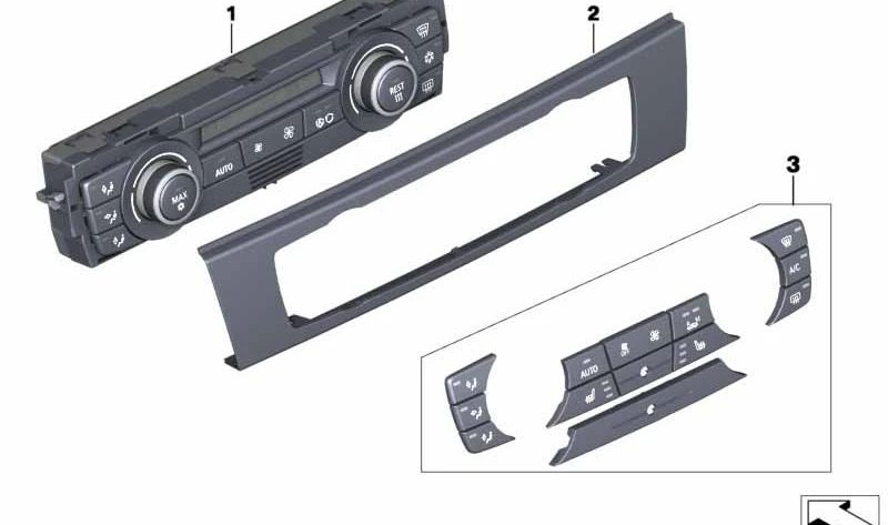 Placa Frontal Unidad de Control de Climatización para BMW Serie 3 E90, E91, E92, E93 (OEM 64116966406). Original BMW