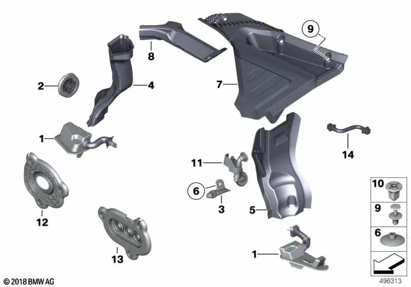 Drainia dell'acqua per BMW 5 F07 Series, F10, F11, Serie 6 F06, F12, F13, Serie F01 7 F01, F02 (OEM 64319188342). BMW originale.