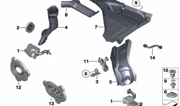 Placa de Sellado de Calefacción para BMW F07, F10, F11, F18, F06, F12, F13, F01, F02, F04 (OEM 64119115380). Original BMW