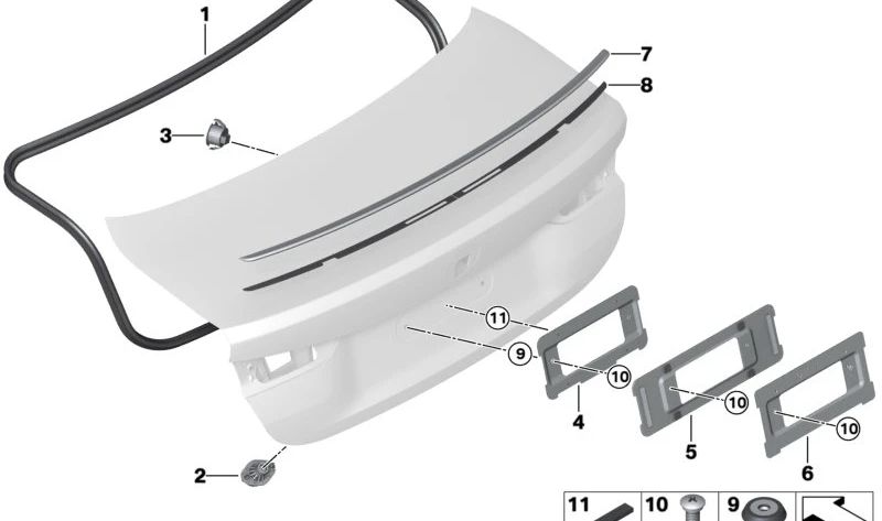 Alerón trasero imprimado para BMW Serie 4 G22, G22N (OEM 51625A09D49). Original BMW