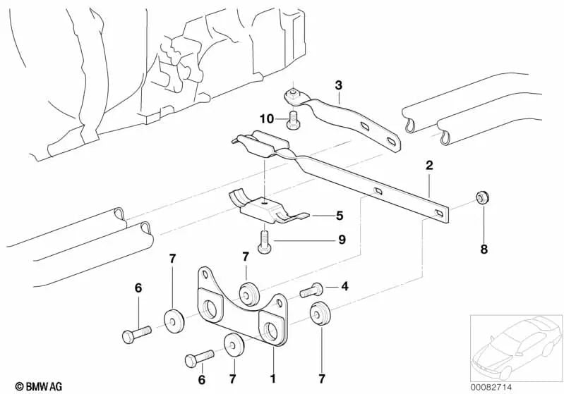 Soporte metálico para BMW Serie 3 E46 (OEM 18207502344). Original BMW