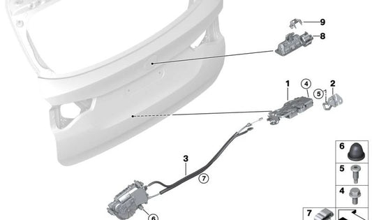 Motor de cierre servo del maletero para BMW G22, G82, F90, G30, G38, F97, G01 (OEM 51247383561). Original BMW