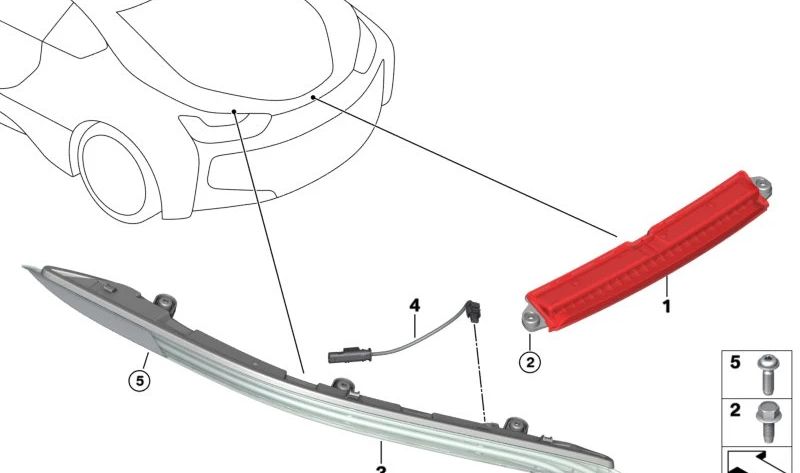 Third brake light for BMW i I12, I15 (OEM 63257310780). Genuine BMW