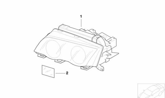 Left Xenon Headlight for BMW 3 Series E46 (OEM 63128377261). Original BMW.